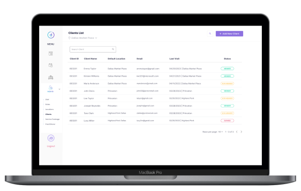 Client CRM and history view